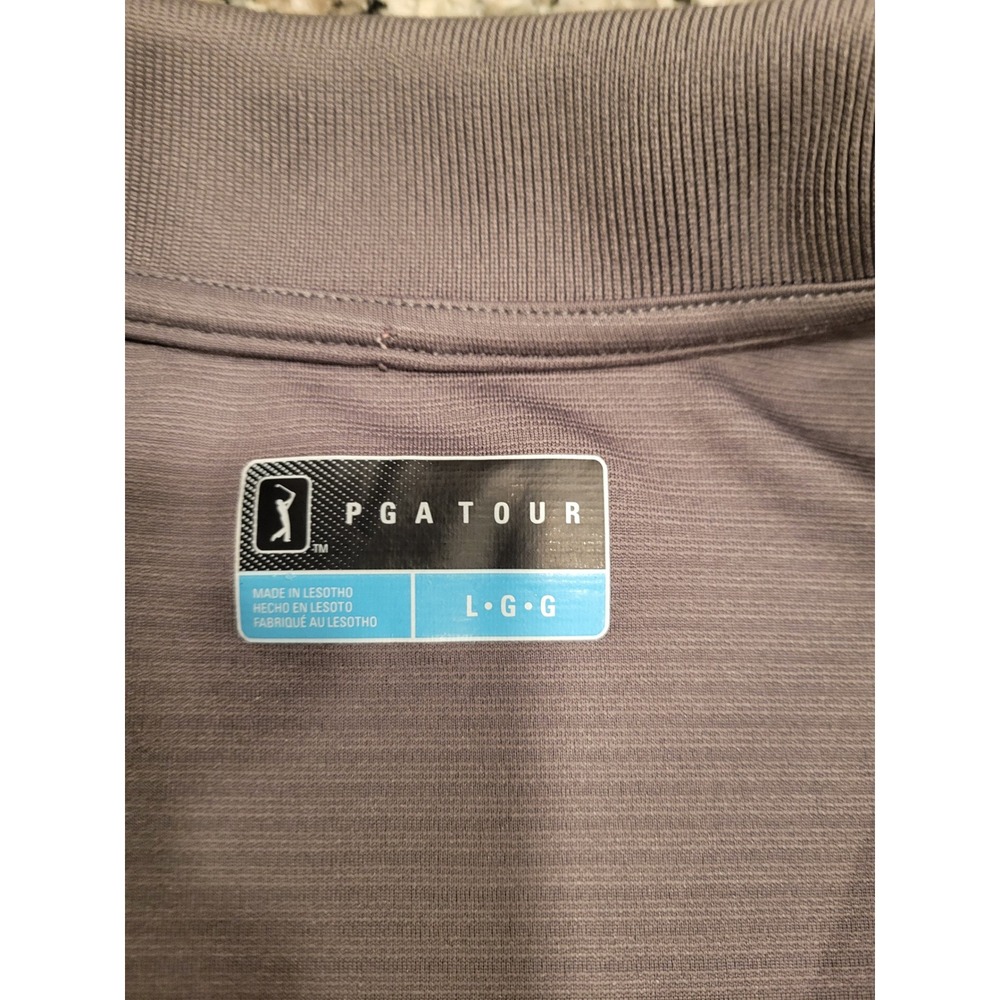 PGATOUR Mens Golf Polo Shirt Gray Short Sleeve Button‎ Up Size L